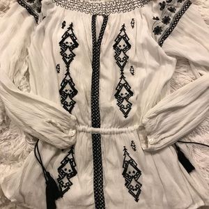 Off the shoulder linen shirt